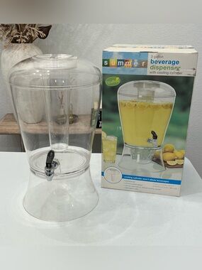 Shatterproof Clear Acrylic 3 Gallon Beverage Dispenser with Cooling Cylinder